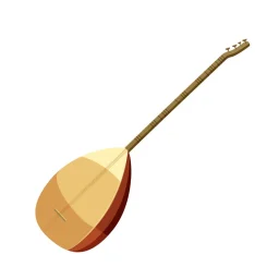 Bağlama tradicional turco sobre fondo blanco.