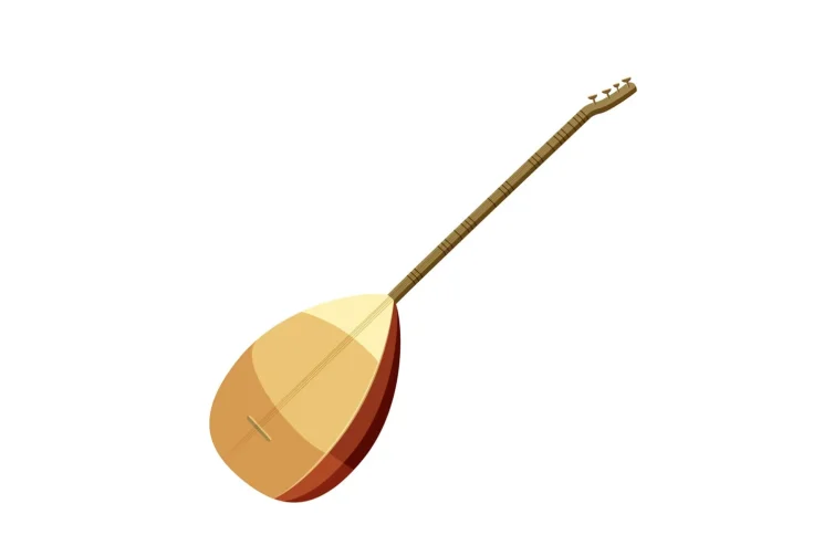 Bağlama tradicional turco sobre fondo blanco.